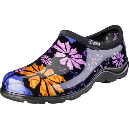 SLOGGERS Flower Power Women's Garden/Rain Shoes 10 US Black 5116FP10